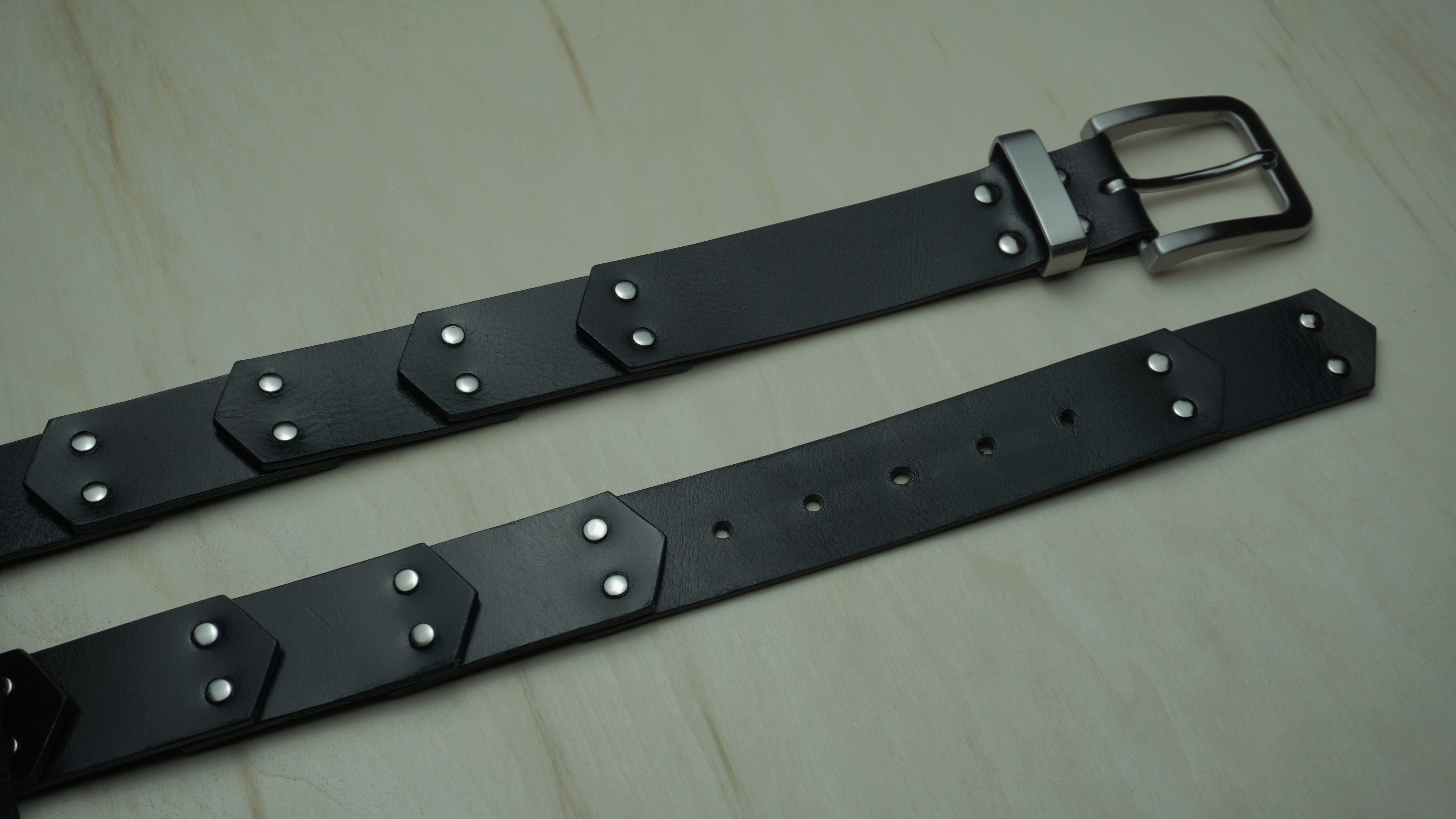 “Plated” Belt in Full Grain Buffalo Leather