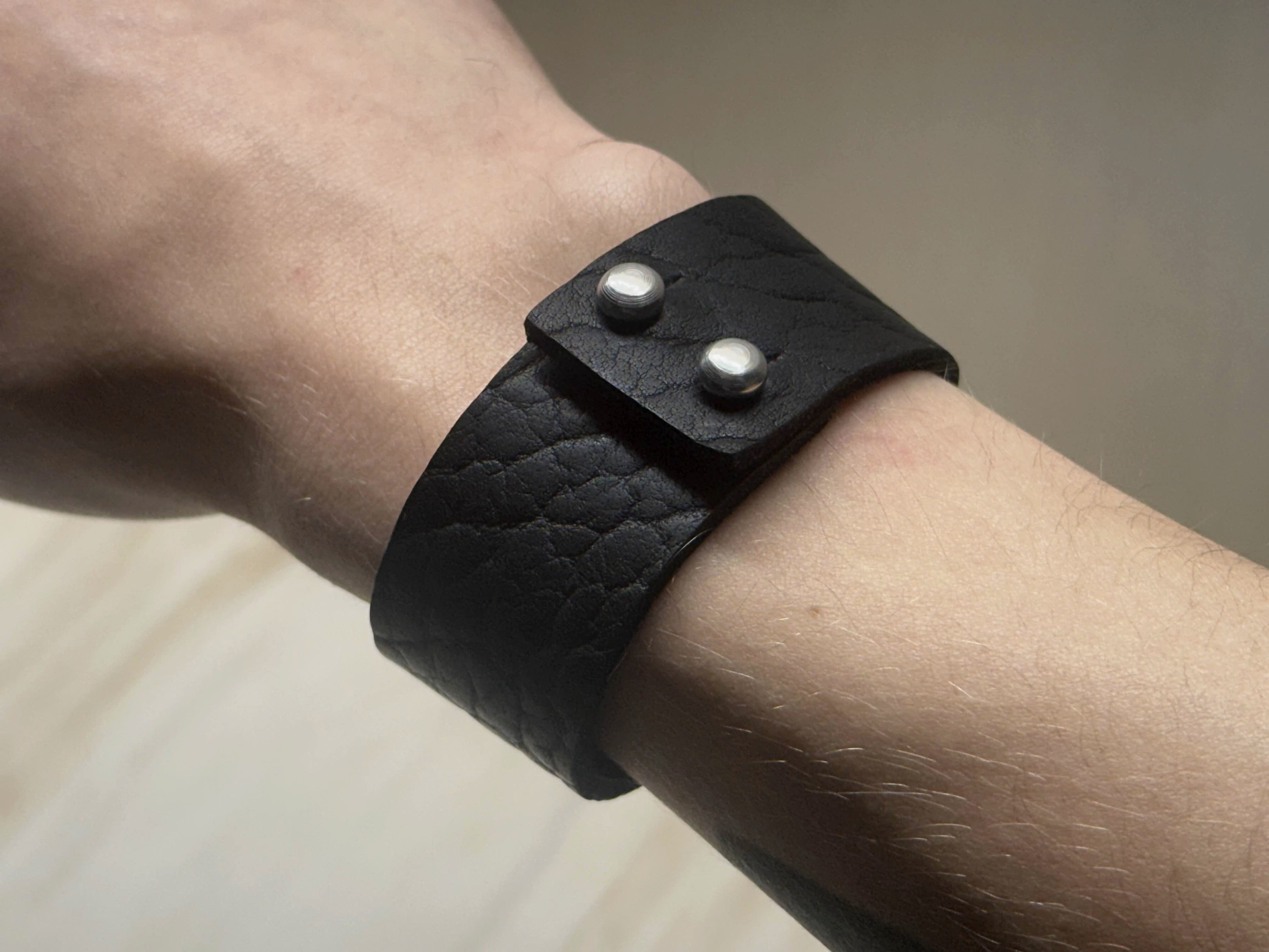 "2 Stud" Bison Leather Bracelet