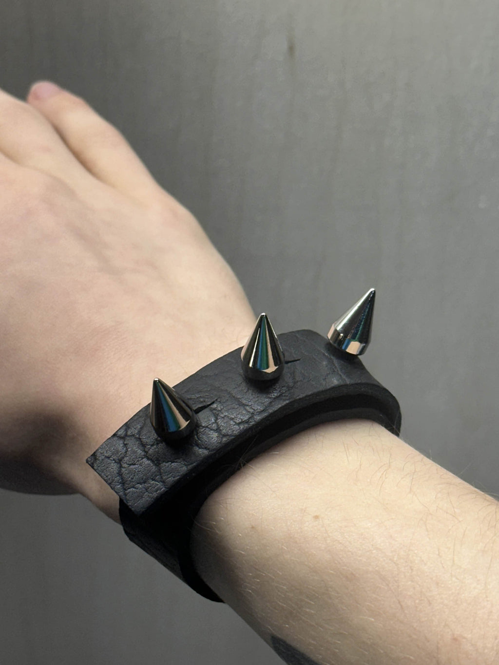 "3 Spike Stud" Bison Leather Bracelet
