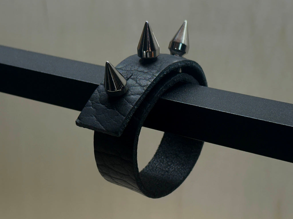 "3 Spike Stud" Bison Leather Bracelet