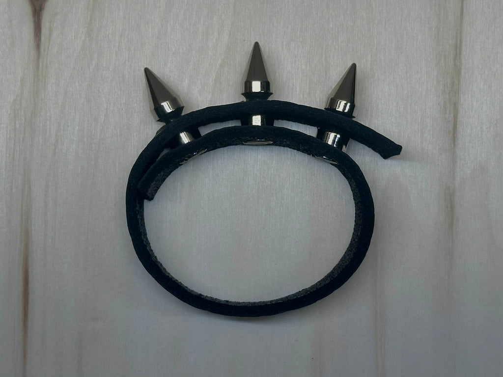 "3 Spike Stud" Bison Leather Bracelet