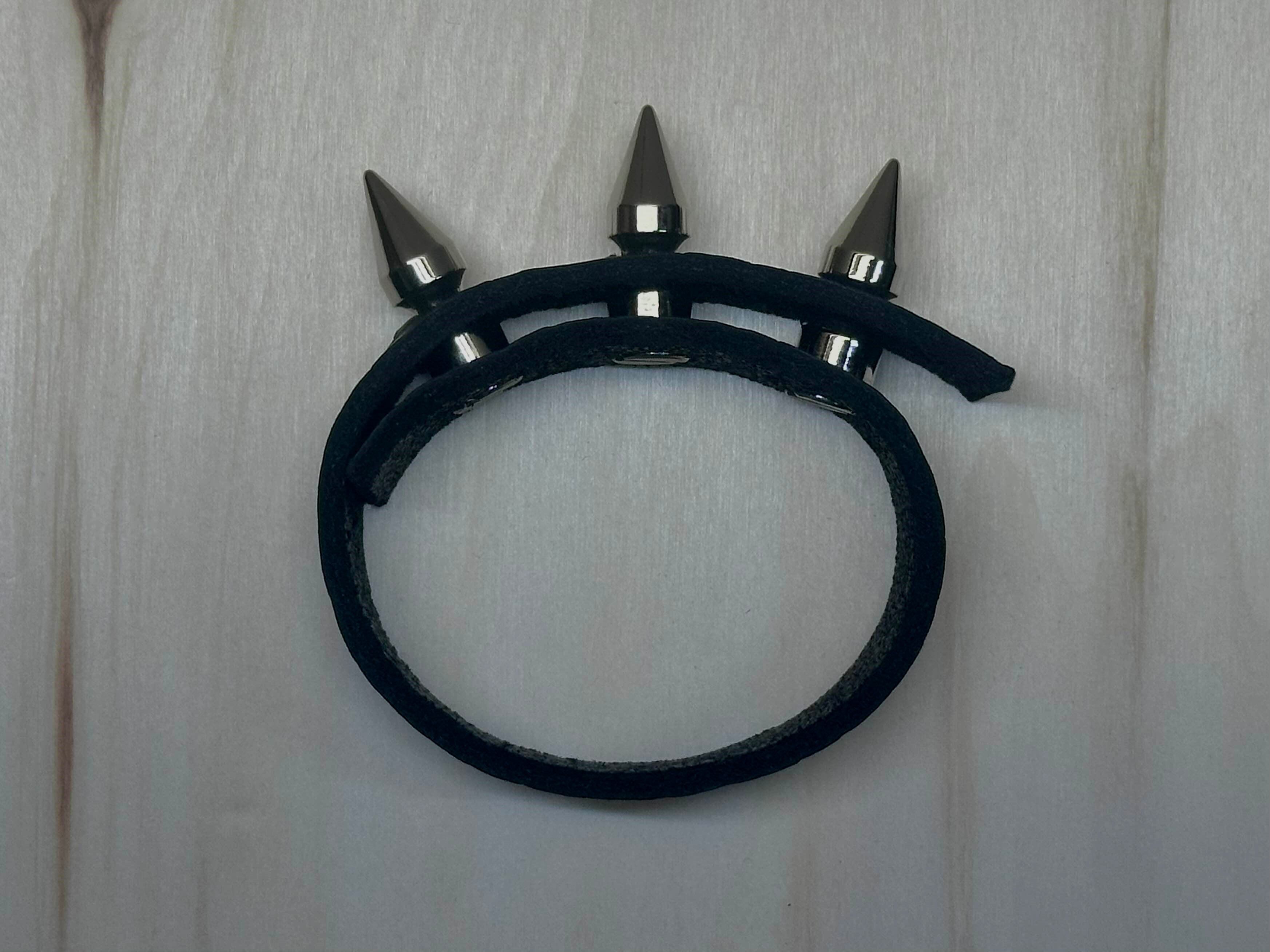 "3 Spike Stud" Bison Leather Bracelet