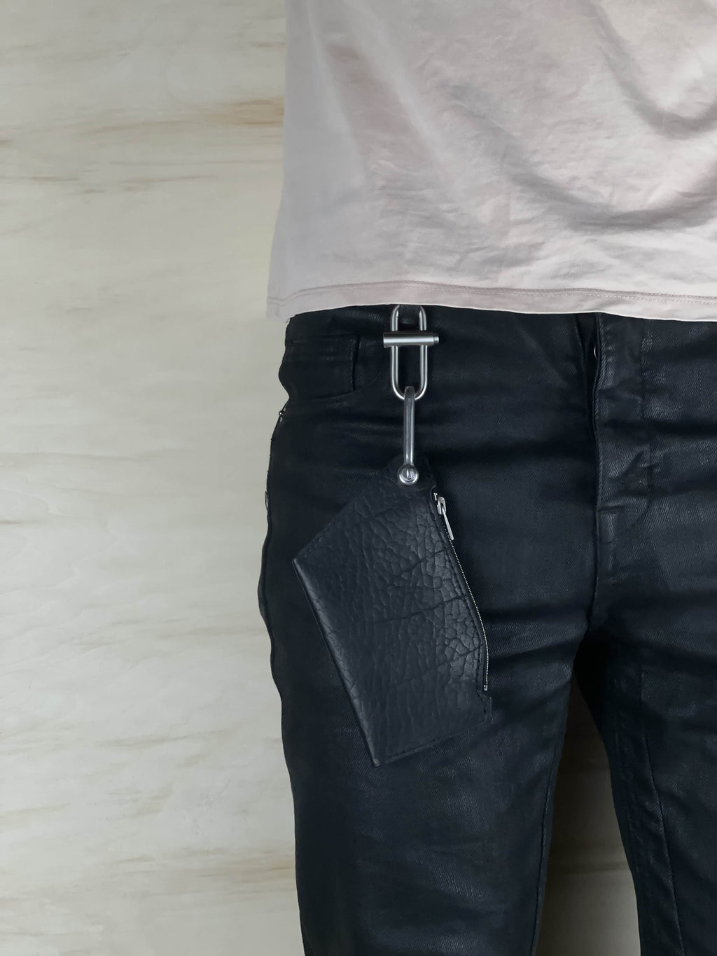 "Angled" Bison Leather Belt Wallet