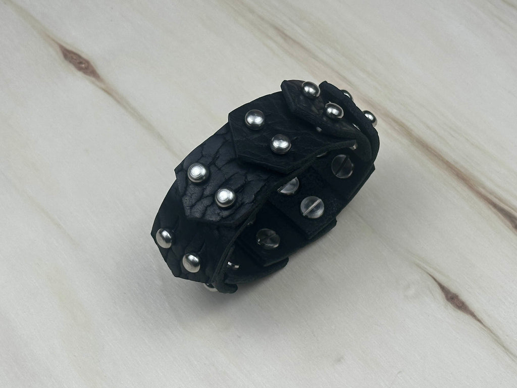 "Plated" Bison Leather Bracelet