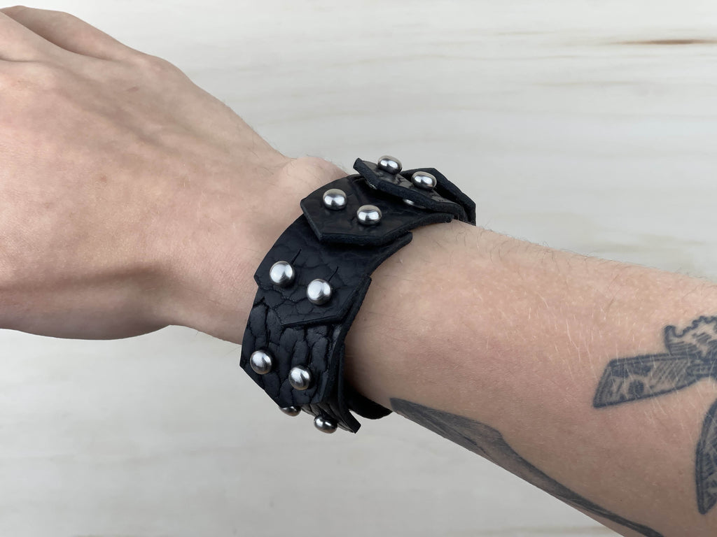 "Plated" Bison Leather Bracelet