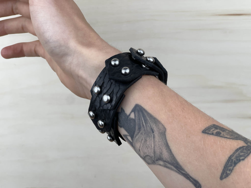 "Plated" Bison Leather Bracelet