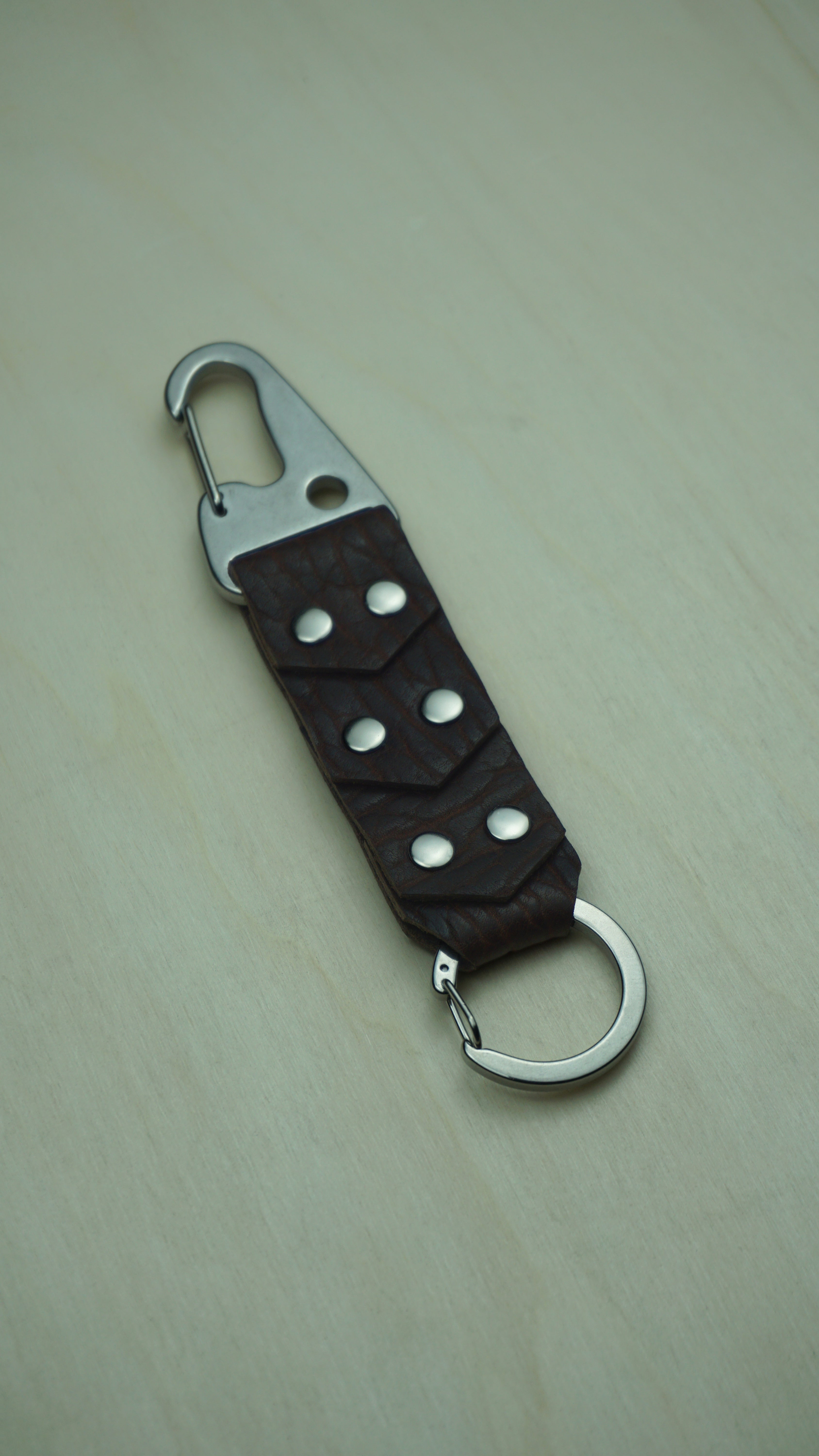 "Plated" Rifle Clip Bison Leather Keychain